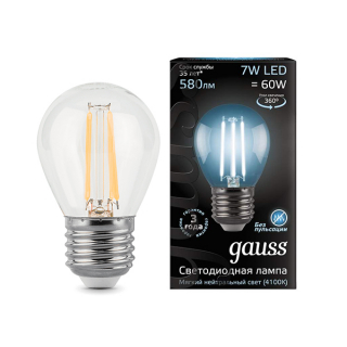 Лампа светодиодная Filament Globe E27 7Ватт 4100К 45*80мм 105802207 от Gauss