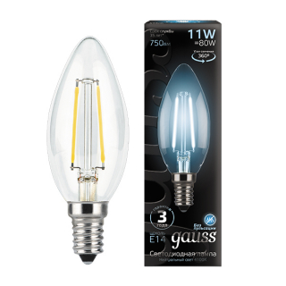 Лампа светодиодная Filament свеча E14 11Ватт 4100к 35*97мм 103801211 от Gauss