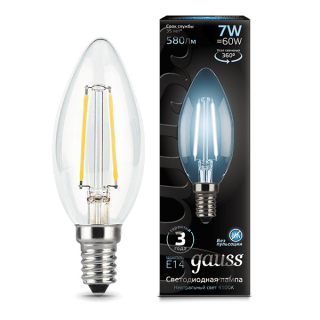 Лампа светодиодная Filament свеча E14 7Ватт 4100к 35*97мм 103801207 от Gauss