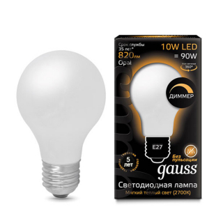 Лампа светодиодная диммируемая Filament Opal A60 E27 10Ватт 2700К 60*105мм 102202110-D от Gauss